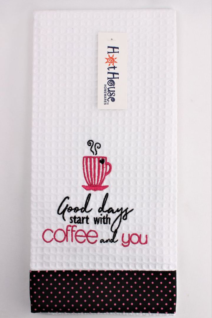 Novelty "Good days start with coffee and you" tea towel Code :T/T-GF/YOU. (NEXT DELIVERY MAY 2021) image 0